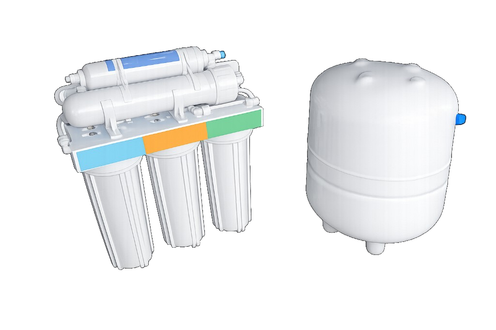 Under-sink reverse osmosis drinking water system with storage tank